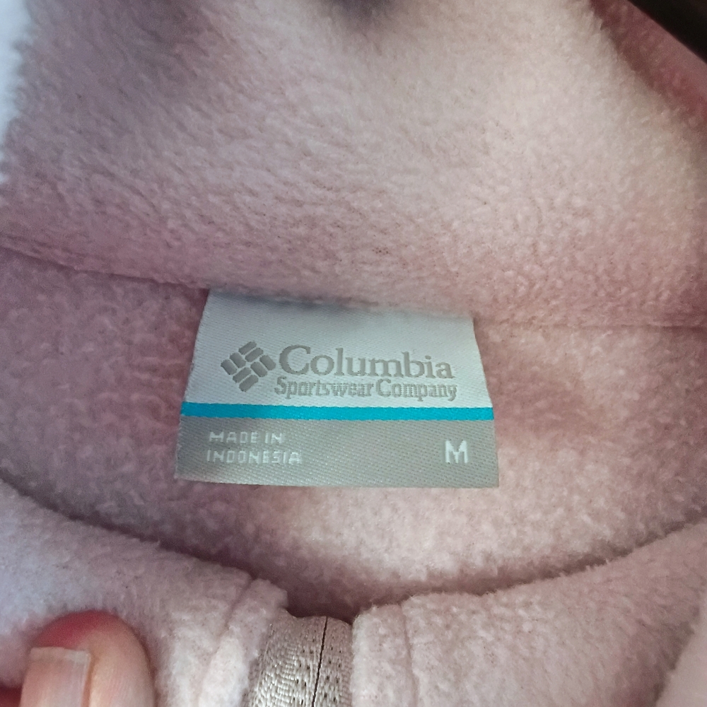 Columbia Pink Fleece Jacket Womens Medium Full Zip Outdoor Hiking Coat - Picture 2 of 10